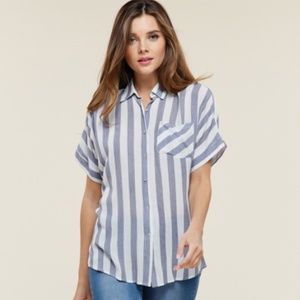New Boyfriend Blue ad White Stripe Blouse